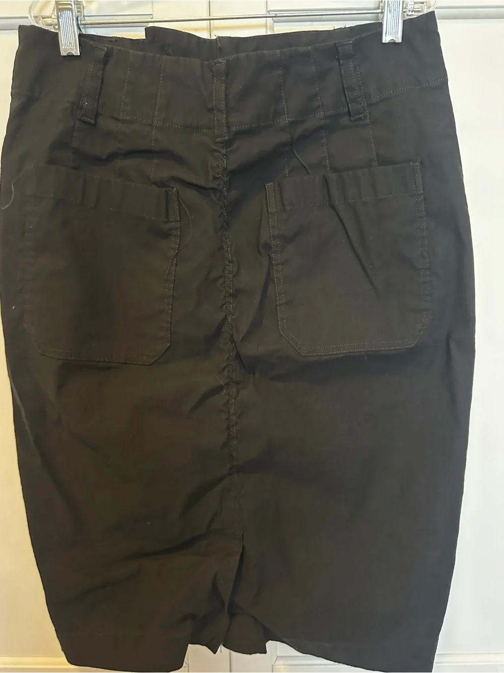 Anthropologie Black Midi Pencil Skirt with Front Patch Pockets- Medium